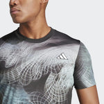 ADIDAS T-SHIRT PADEL PRINTED AEROREADY FREELIFT PRO NERO/GRIGIO