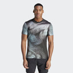 ADIDAS T-SHIRT PADEL PRINTED AEROREADY FREELIFT PRO NERO/GRIGIO